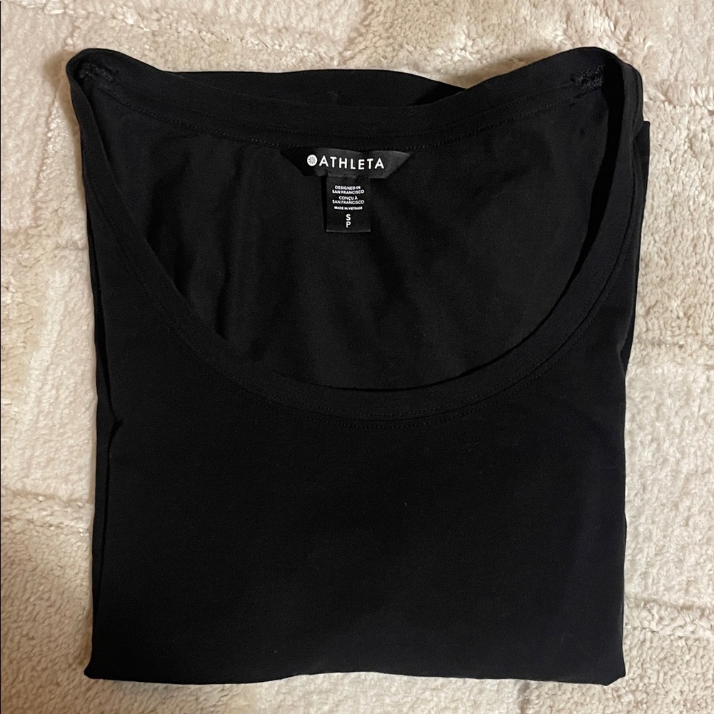 Athleta Black Scoop Neck Women's Tee - Picture 6 of 6